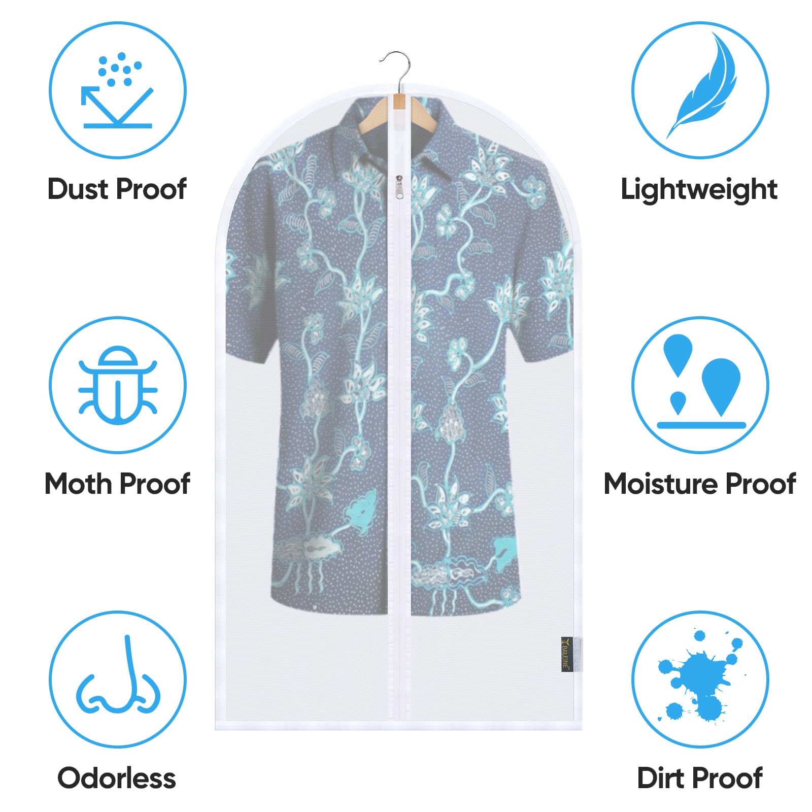 Baleine 48'' Clear Garment Bags, 6 Packs Peva Dress Bag For Closet Clothes Dresses Suit Coats Storage (24''X 48'', 6Pk)